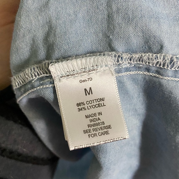 Haute Hippie | Medium Chambray "Lucia" Floral Embroidered Collared Button Down - Picture 8 of 9